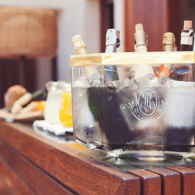 Ice bucket with drinks on the terrace of the Mercer Hotel Barcelona