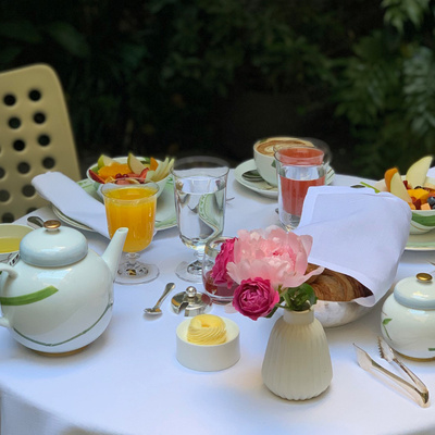 Breakfast by the Orange trees Patio at the Hotel Mercer Barcelona