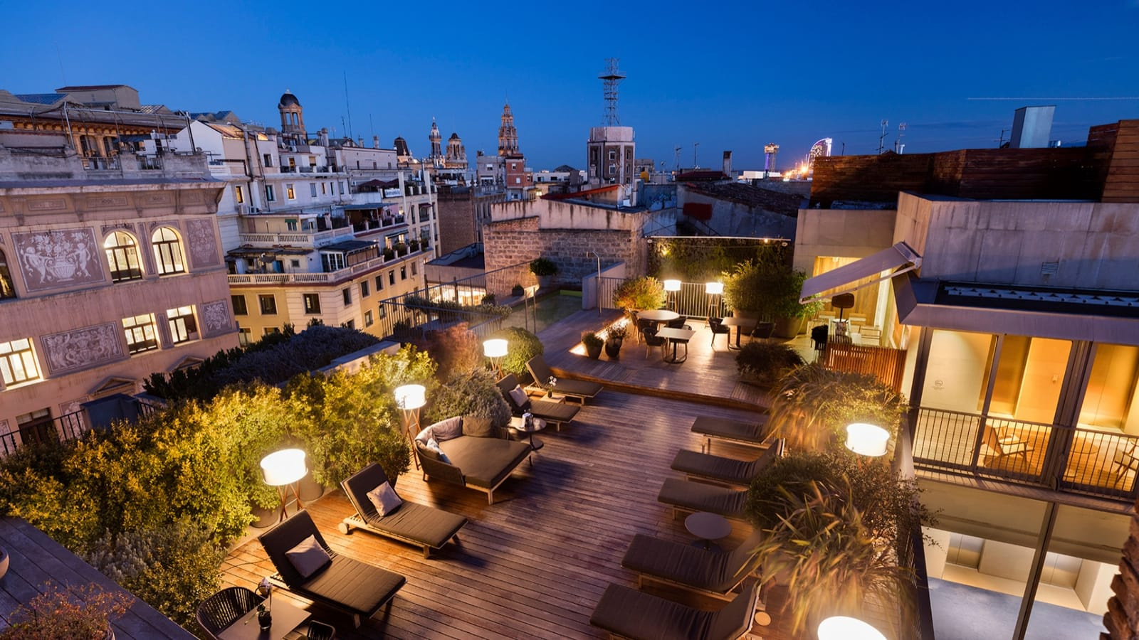 Sunset on the Terrace of the Mercer Hotel Barcelona