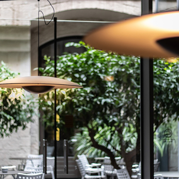 Lobby and patio of the Mercer Hotel Barcelona