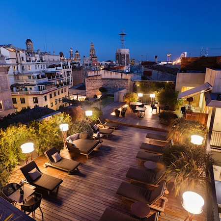 Terraza del Mercer Hotel Barcelona por la noche