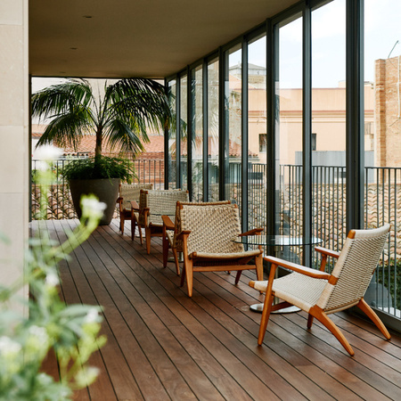 Detalle de la terraza del Mercer Hotel Barcelona